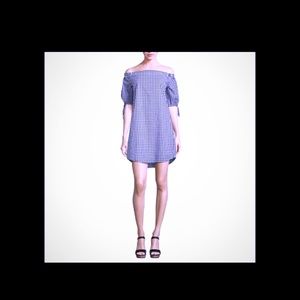 a.n.a. Black/white GINGHAM OFF SHOULDER DRESS